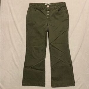 Tommy Hilfiger woman snap Fly Jeans 16 Olive green flare leg